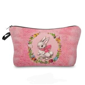Coquette Pink Bunny makeup bag, Zip Cosmetic‎ Pouch